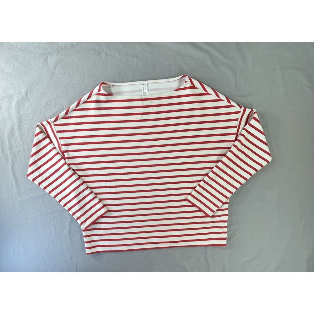SPANX AirEssentials Red Striped Boatneck Top Womens Large Nautical Beach Casual
